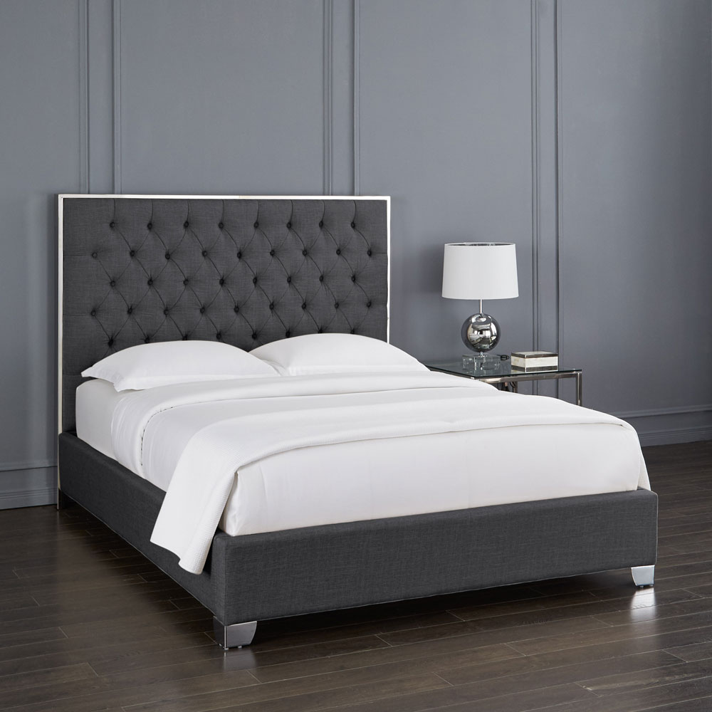 Kroma Bed: Grey Fabric